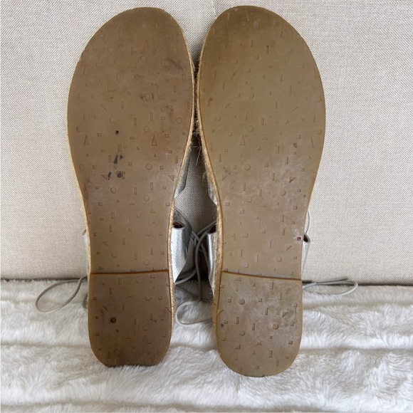 CHARLOTTE STONE Silver Metallic Leather Joni Gladiator Espadrille Sandals Sz 10 - Picture 8 of 16